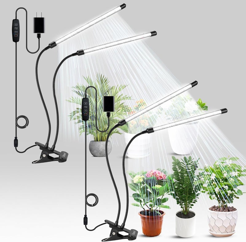 bseah Plant Grow Light for Indoor Plants, Full Spectrum Indoor Grow Light, 10-Level Dimmable and Auto ON & Off Timer (2 Head 2 Pack) - Image 1